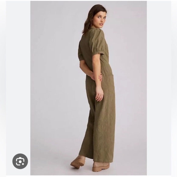 Anthropologie RARE The Odells Textured Green Jumpsuit - Picture 7 of 7